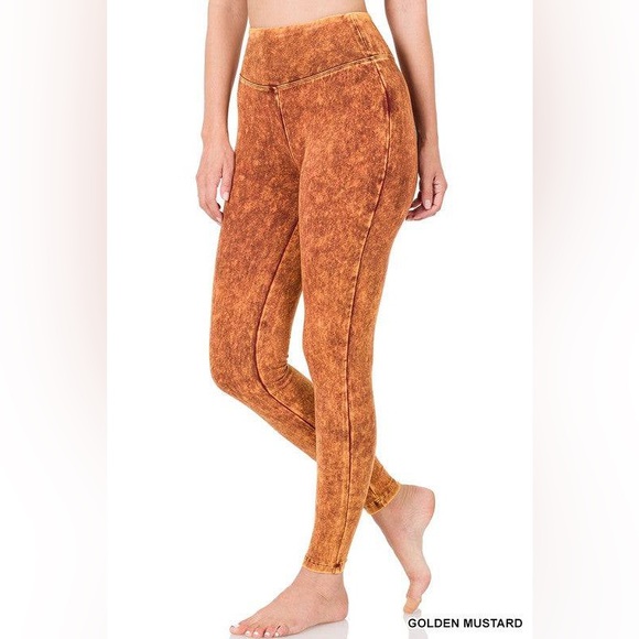 NEW! Plus Size Zenana Mineral Washed Wide Waistband Yoga Leggings - Picture 5 of 8